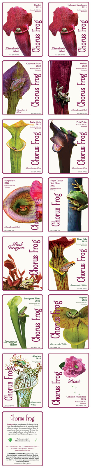 chorus frog winery label designs