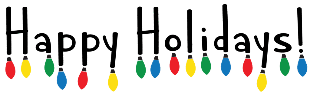 Happy Holidays! Light string illustration and text