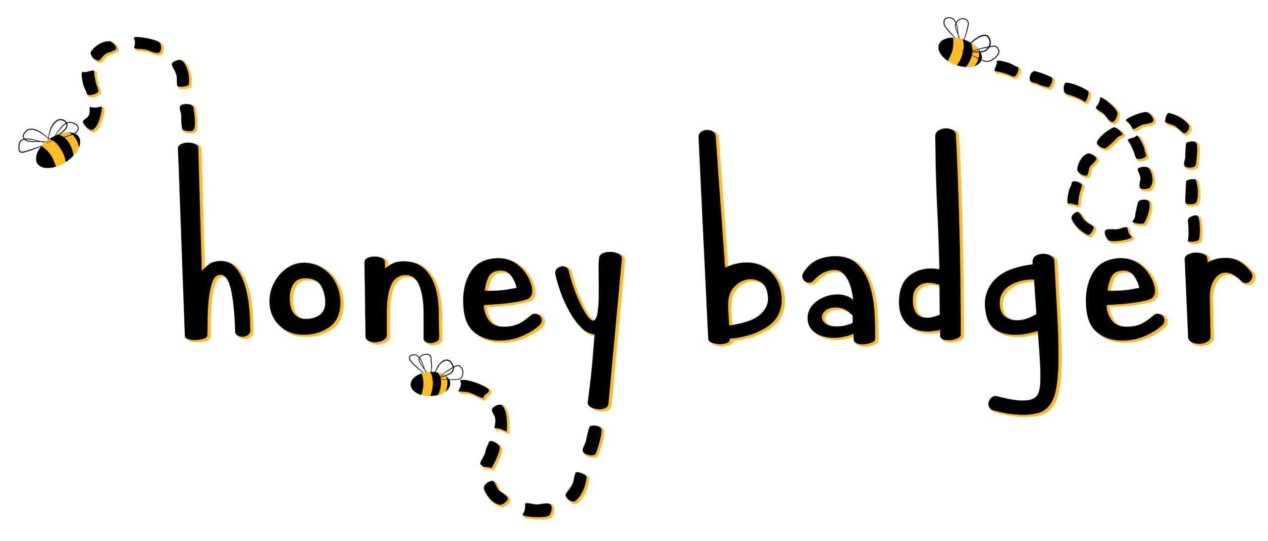 honey badger illustrated text with bees image