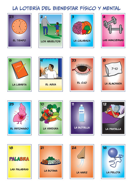 Spanish Loteria Game cards design and illustrations