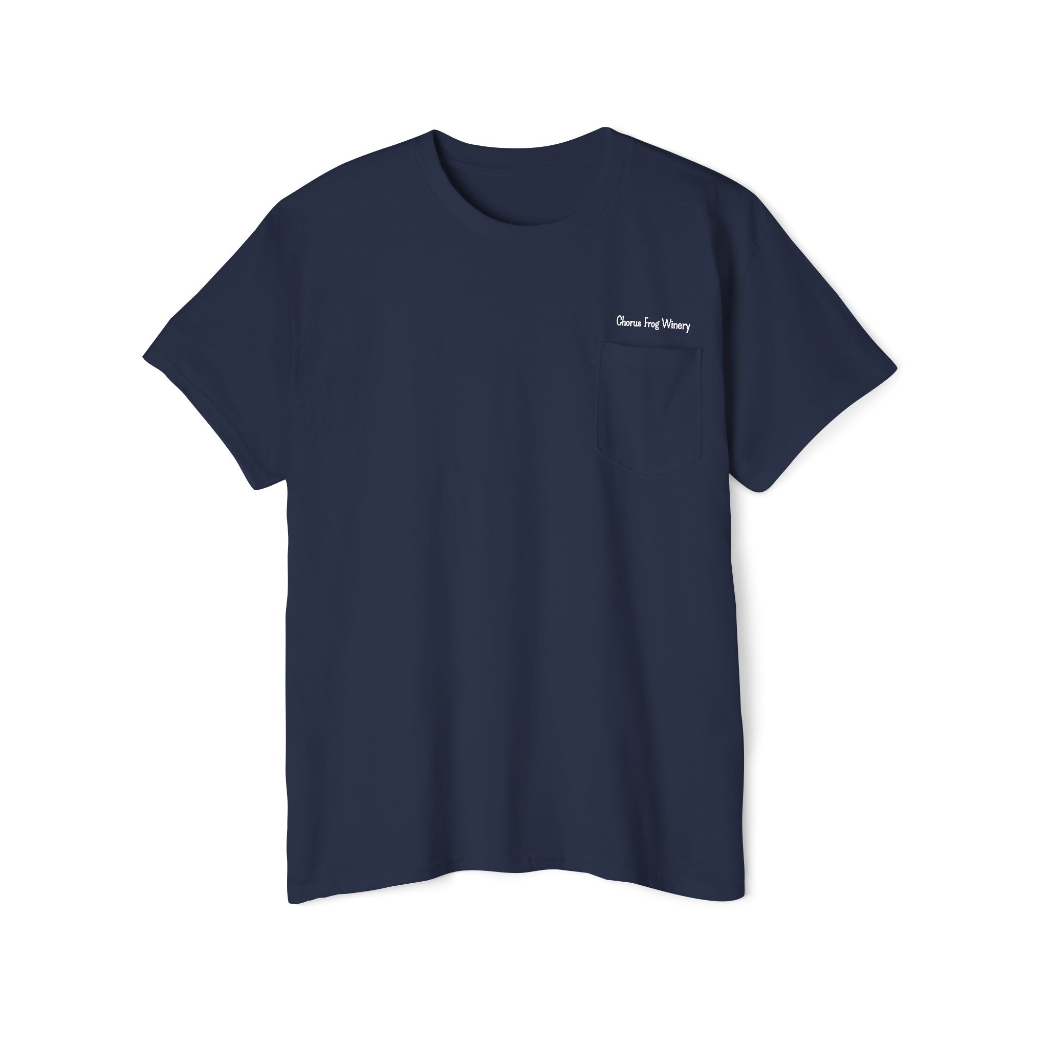 Pocket Tee — Drink Wine from Chorus Frog Winery in All White - Image 7