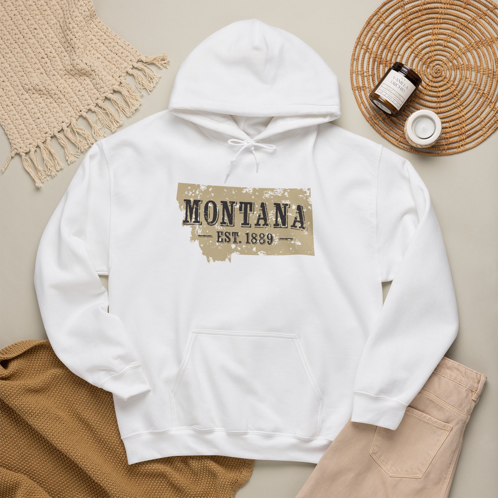 Montana Est. 1889 Hoodie – Vintage State Map Pullover - Image 6