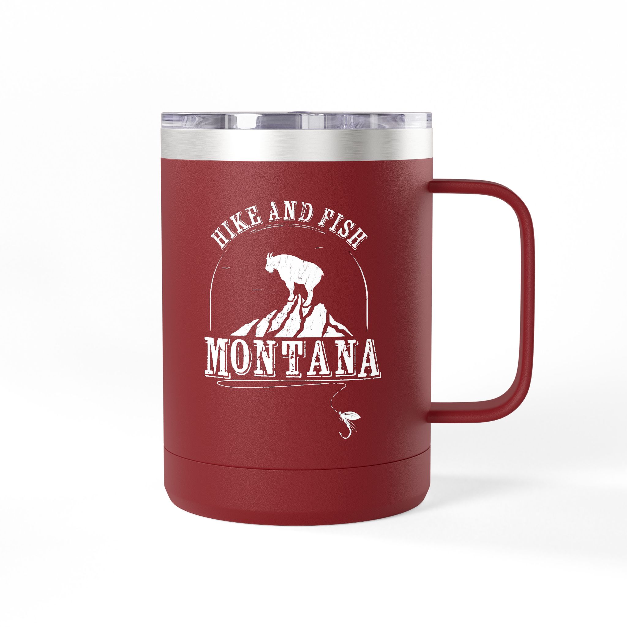 Hike and Fish Montana Tumbler Mug — Retro 15oz Insulated Travel Mug - Image 4