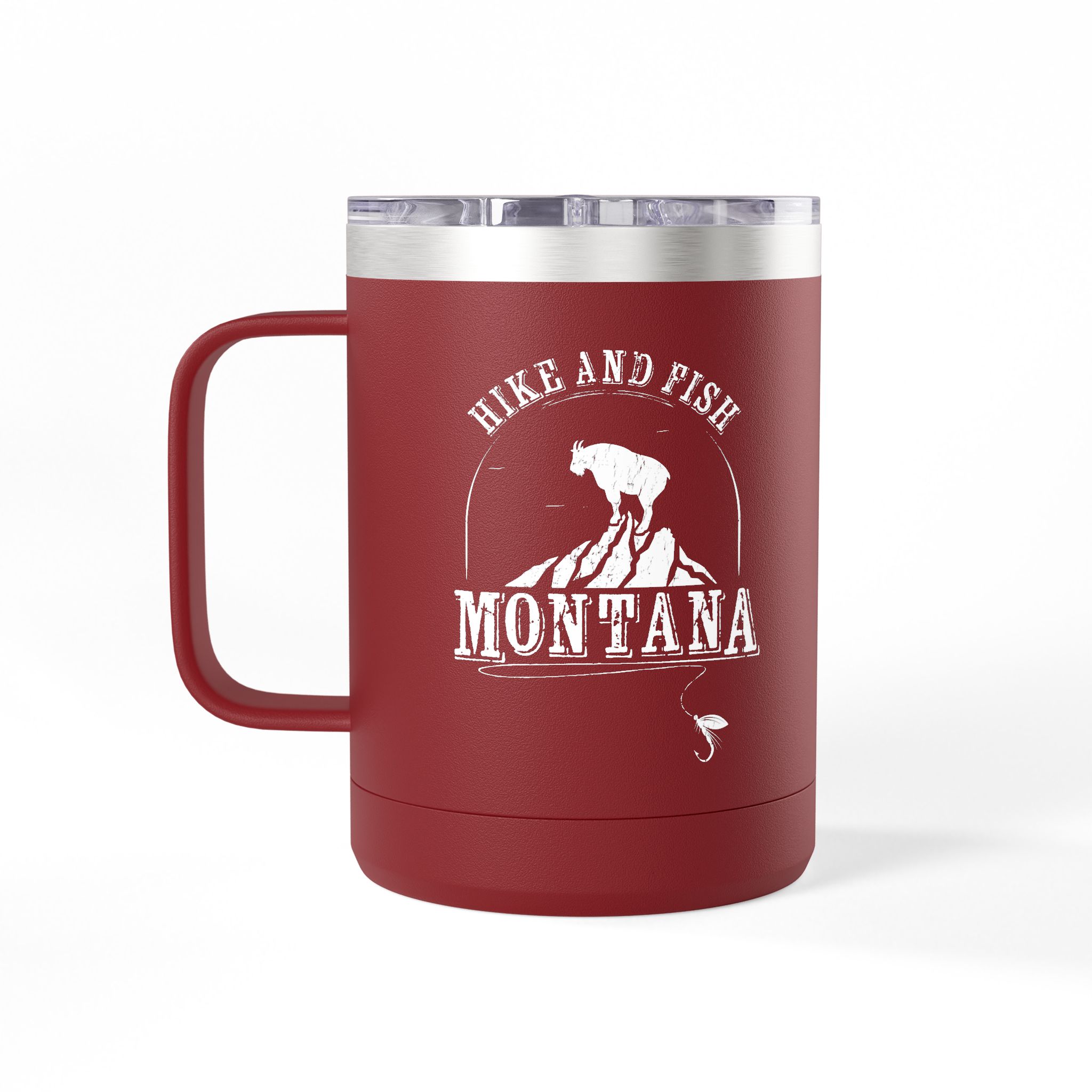 Hike and Fish Montana Tumbler Mug — Retro 15oz Insulated Travel Mug - Image 5