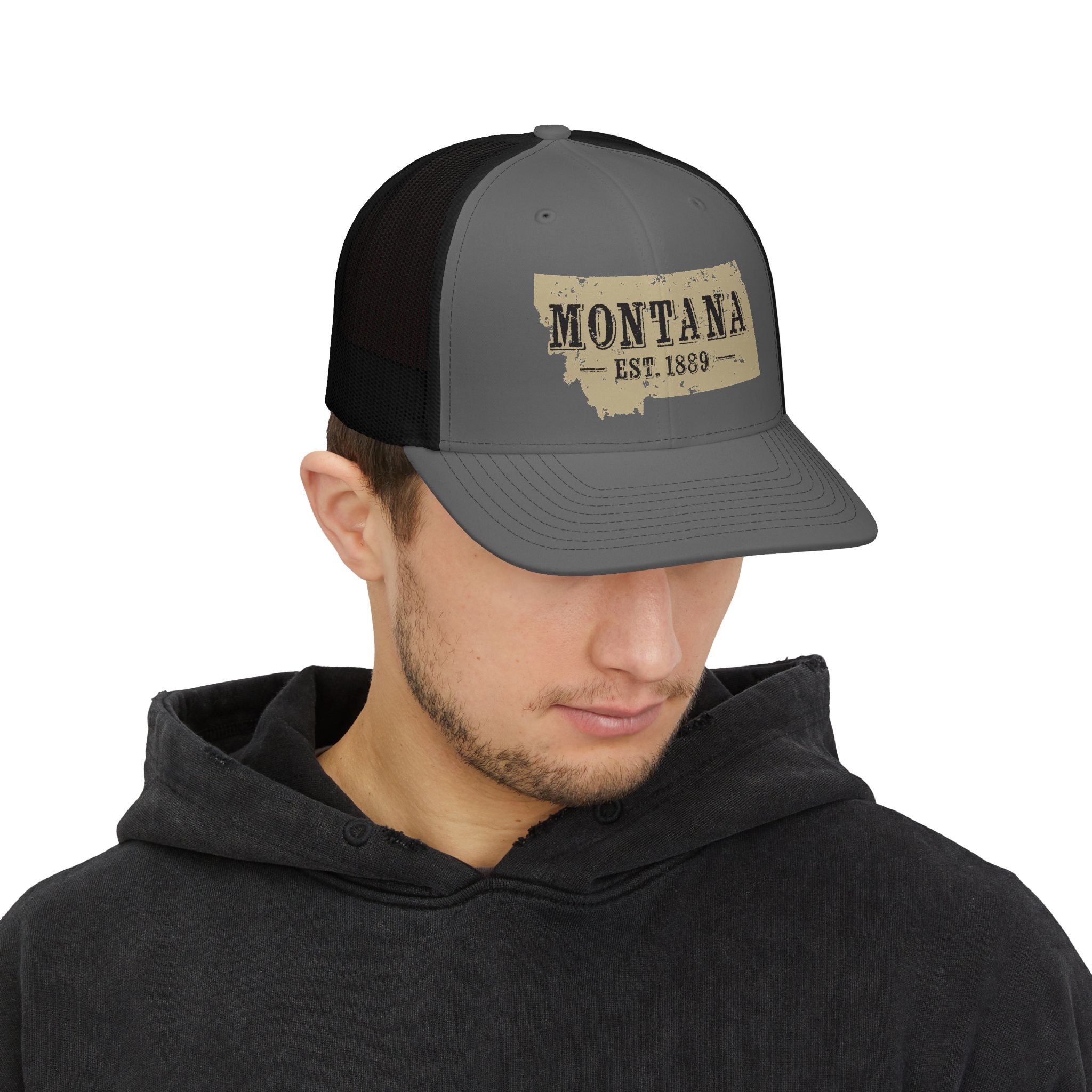 Montana Est. 1889 Trucker Cap — Vintage State Outline Snapback Hat - Image 11