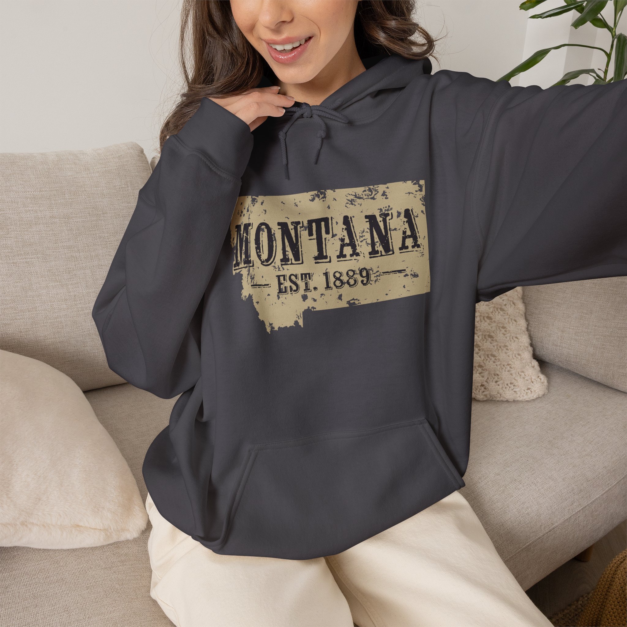 Montana Est. 1889 Hoodie – Vintage State Map Pullover - Image 14