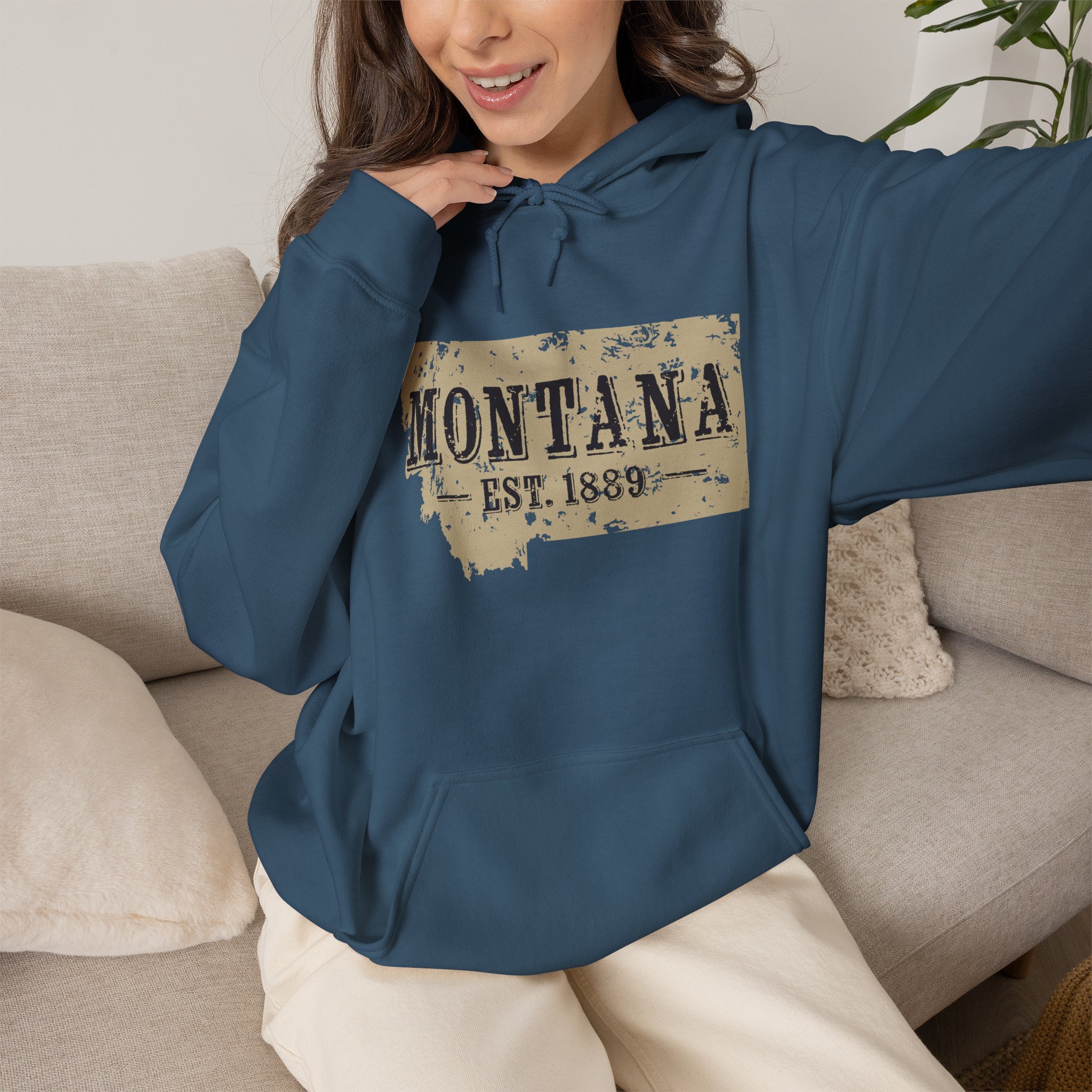 Montana Est. 1889 Hoodie – Vintage State Map Pullover - Image 26
