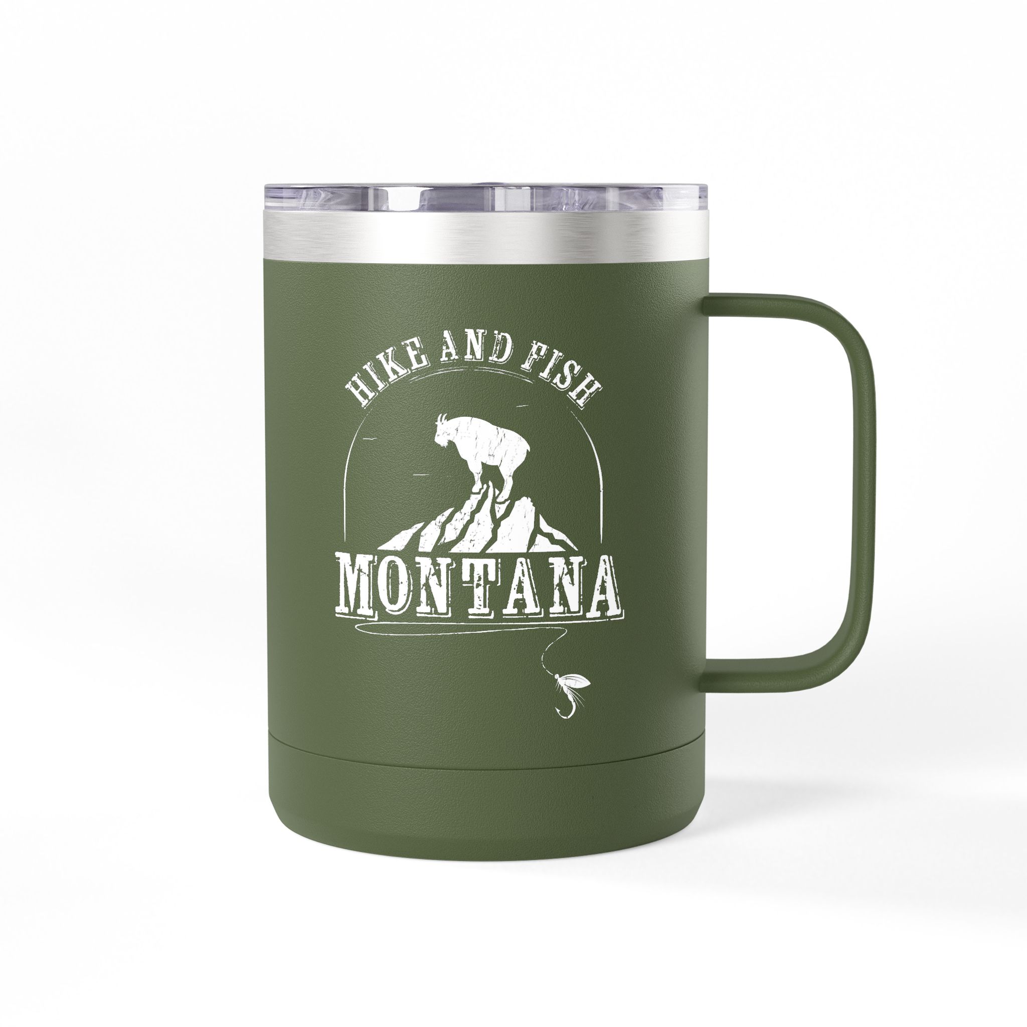 Hike and Fish Montana Tumbler Mug — Retro 15oz Insulated Travel Mug - Image 7