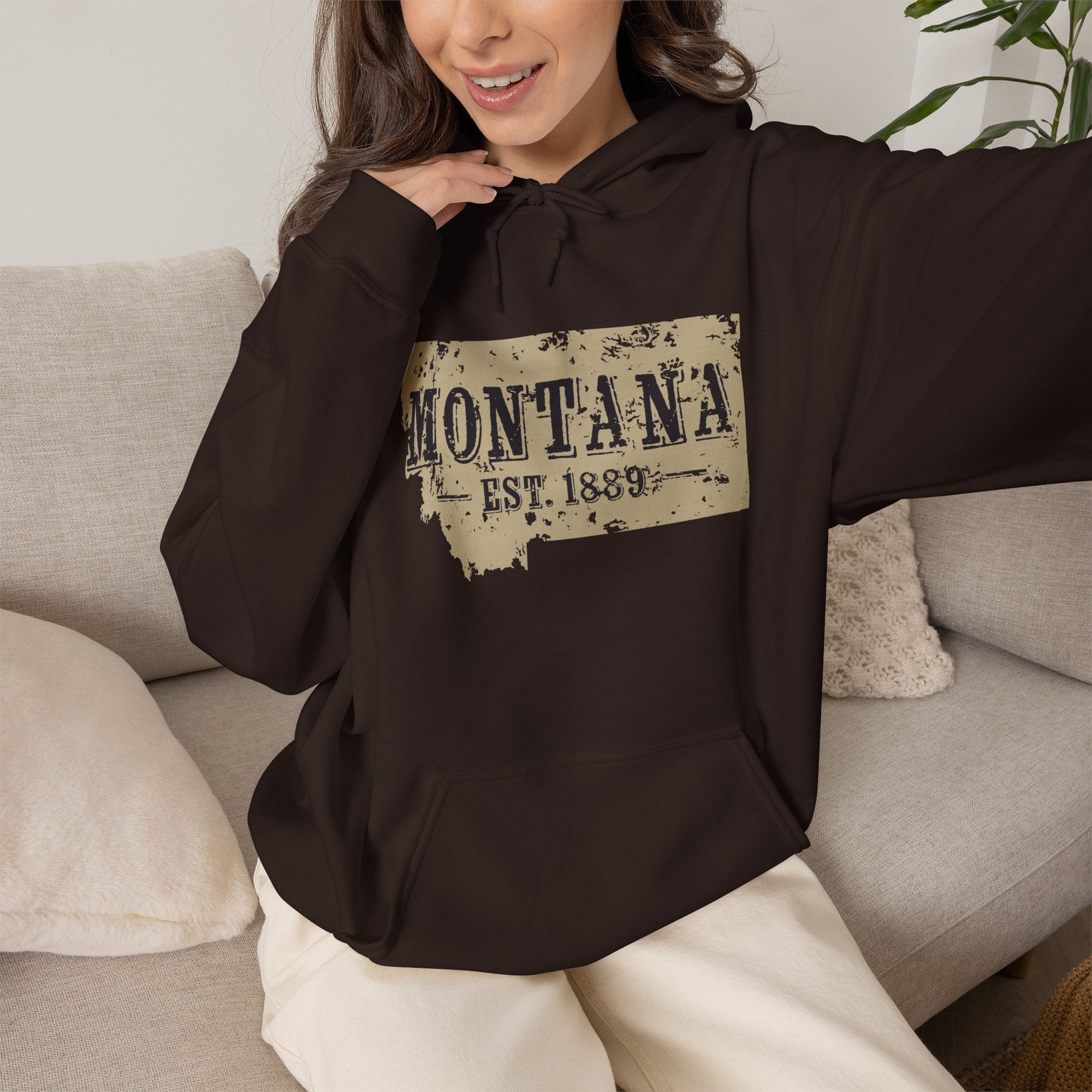 Montana Est. 1889 Hoodie – Vintage State Map Pullover - Image 35