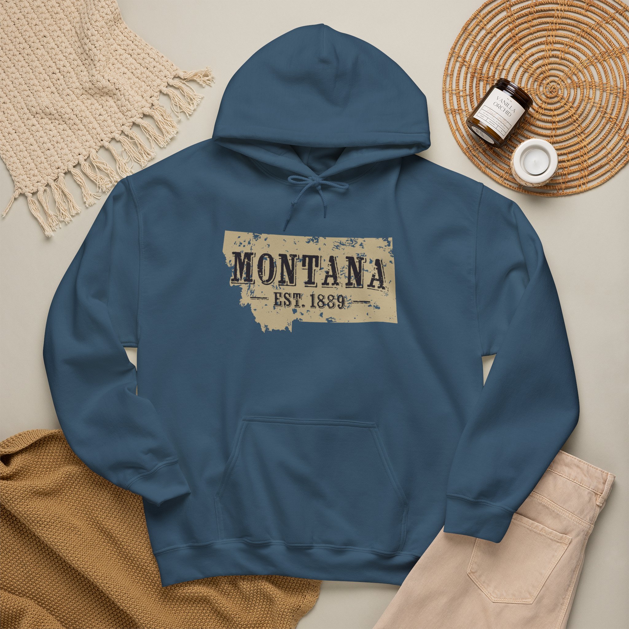 Montana Est. 1889 Hoodie – Vintage State Map Pullover - Image 25