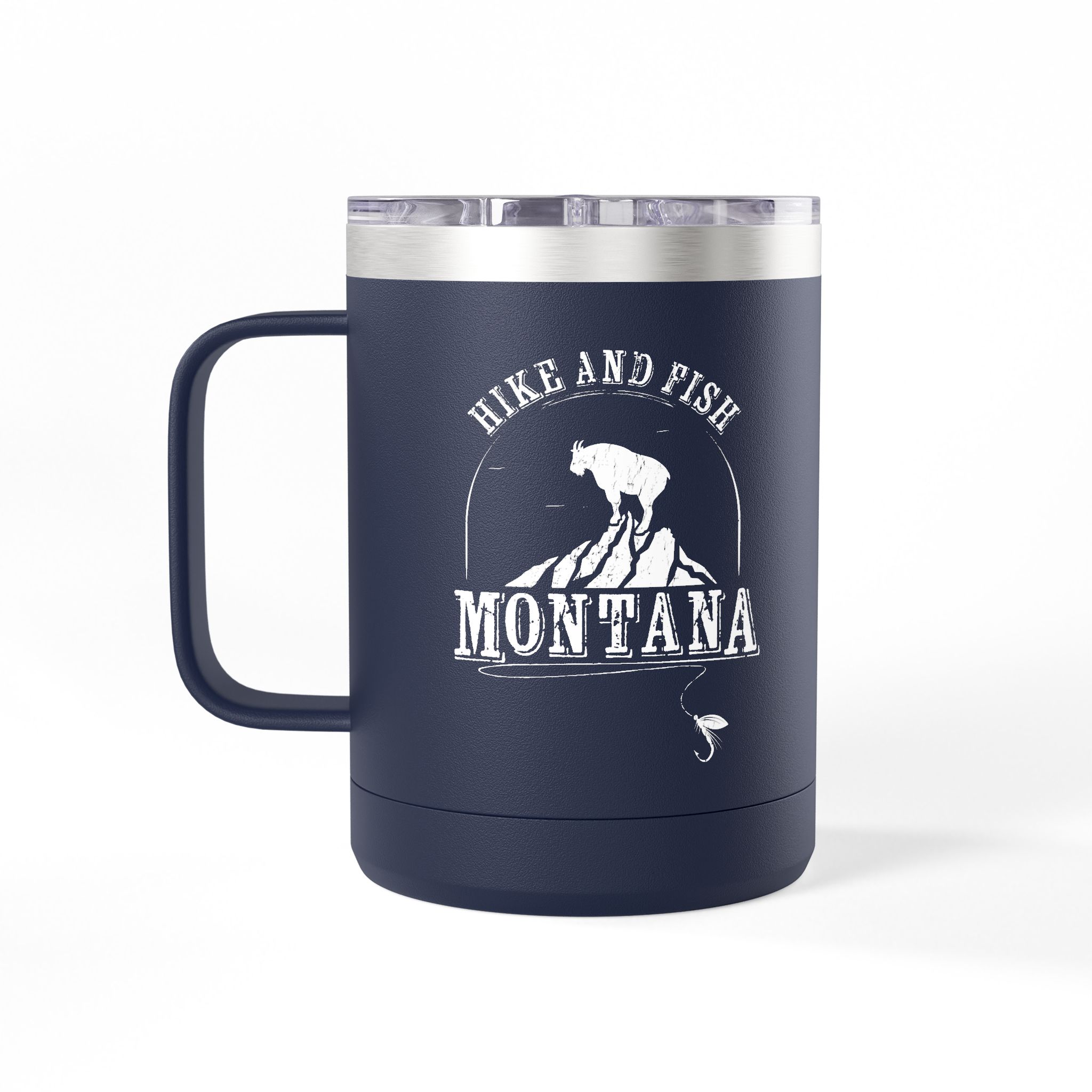 Hike and Fish Montana Tumbler Mug — Retro 15oz Insulated Travel Mug - Image 14