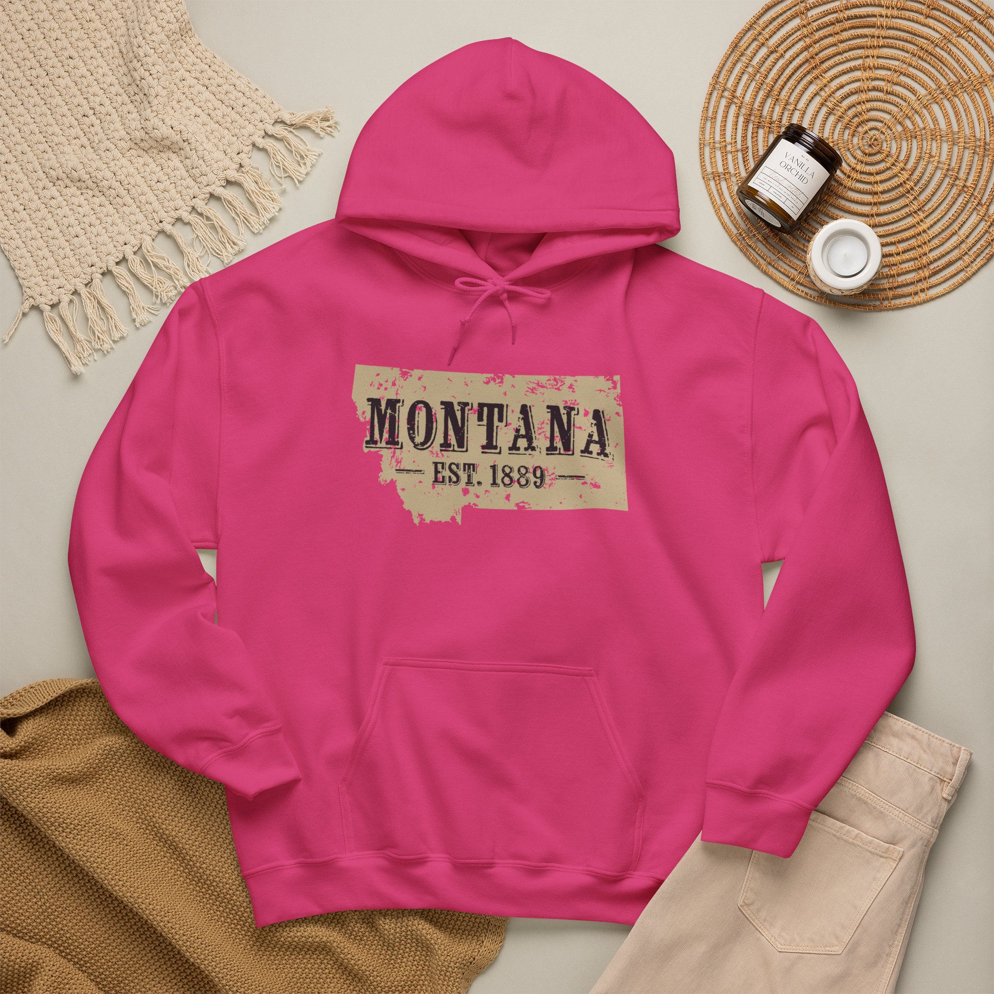 Montana Est. 1889 Hoodie – Vintage State Map Pullover - Image 10