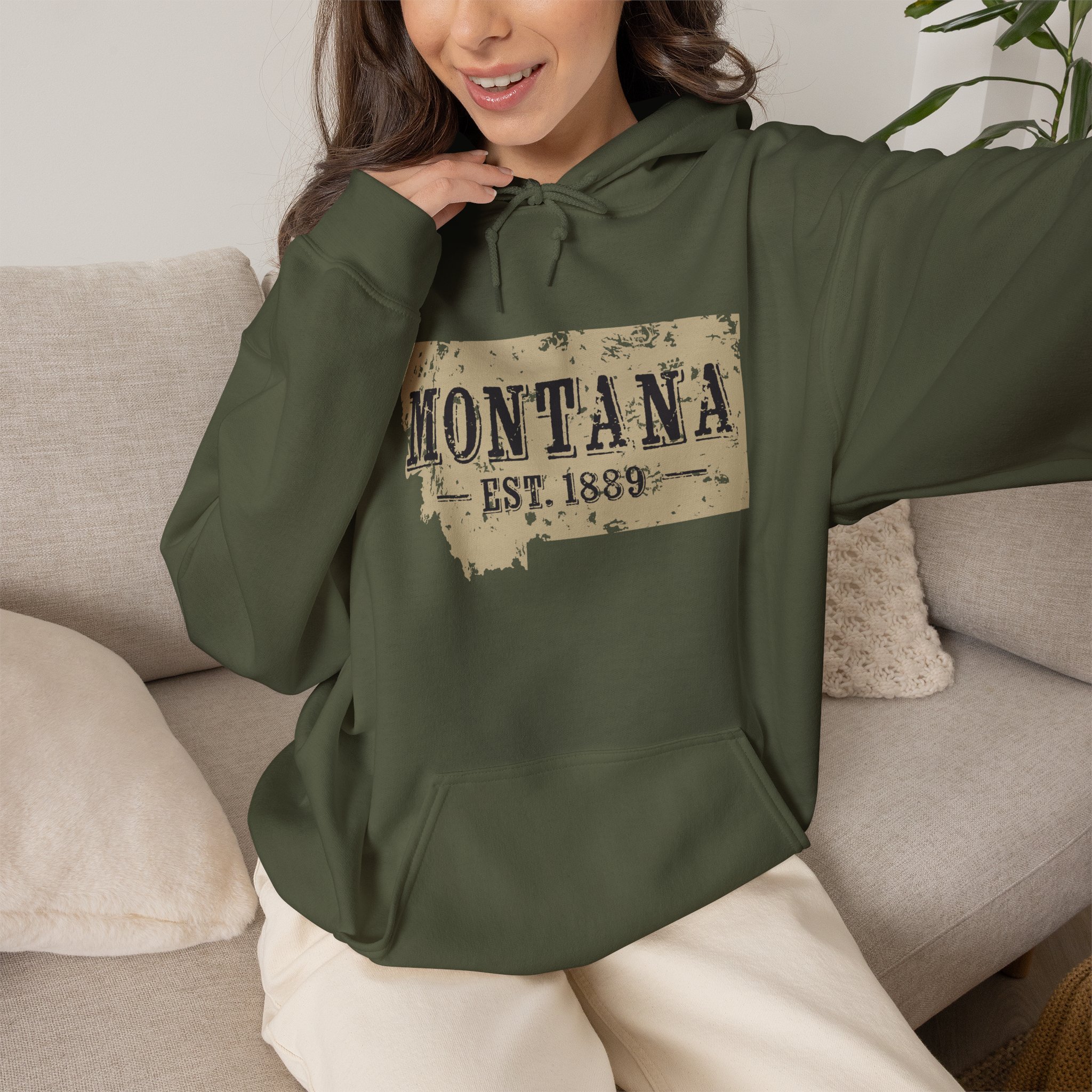 Montana Est. 1889 Hoodie – Vintage State Map Pullover - Image 29
