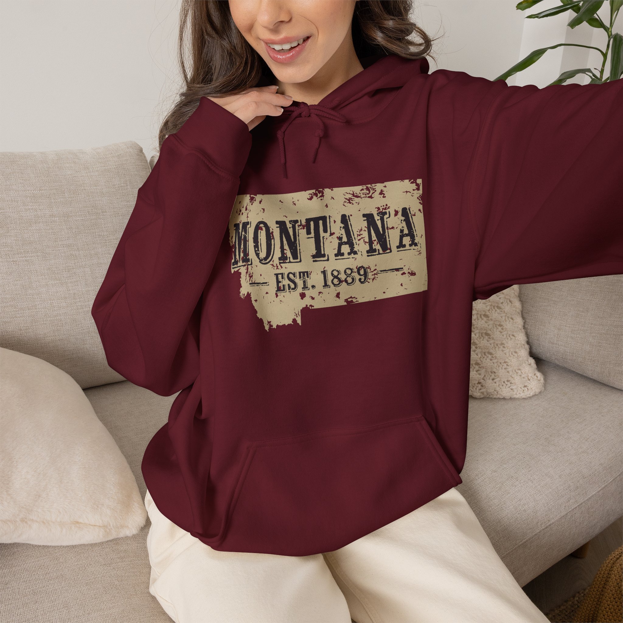 Montana Est. 1889 Hoodie – Vintage State Map Pullover - Image 17
