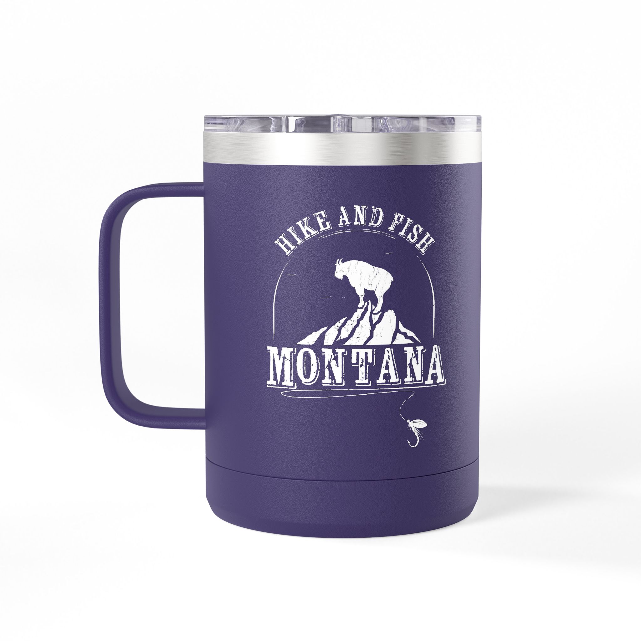 Hike and Fish Montana Tumbler Mug — Retro 15oz Insulated Travel Mug - Image 11