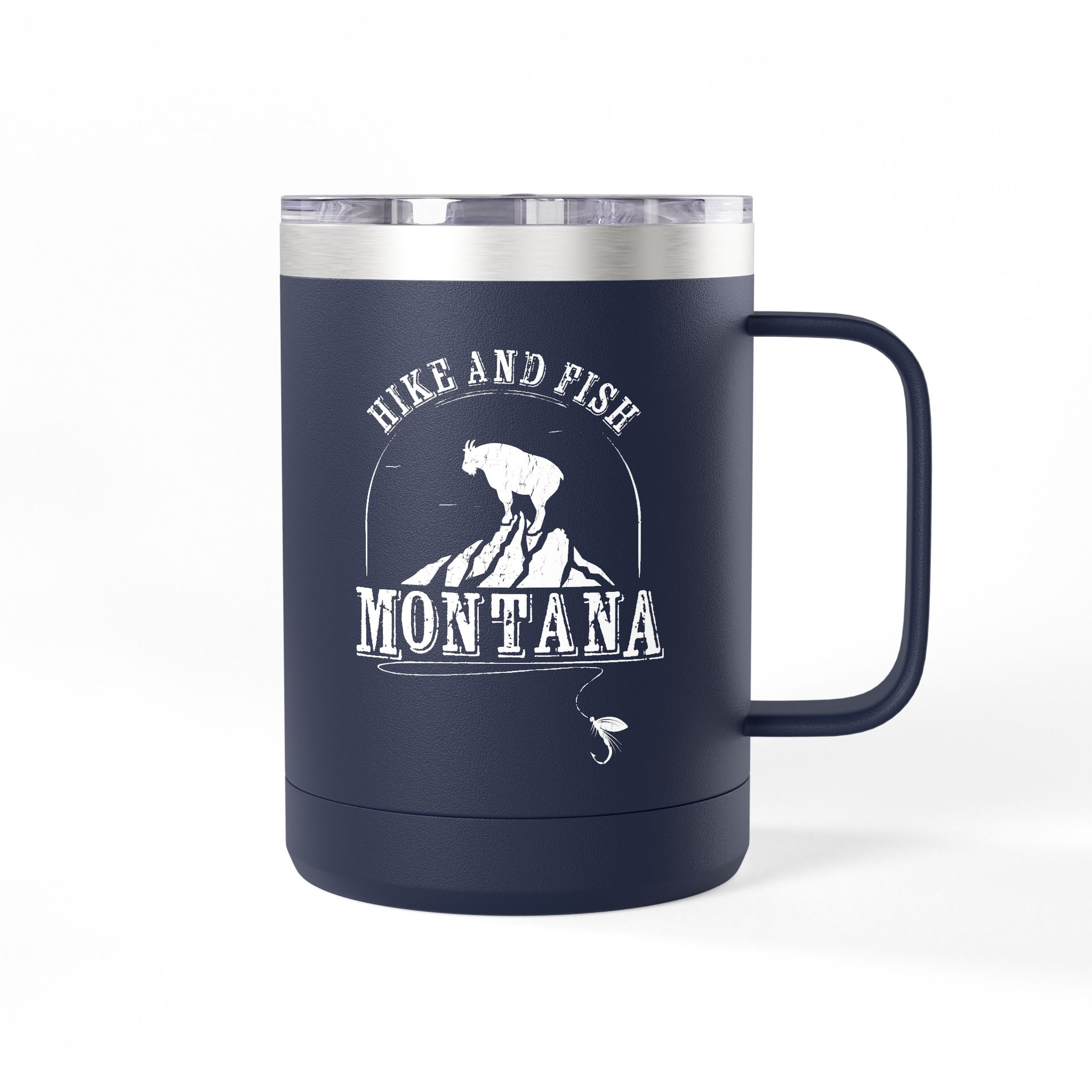 Hike and Fish Montana Tumbler Mug — Retro 15oz Insulated Travel Mug - Image 13