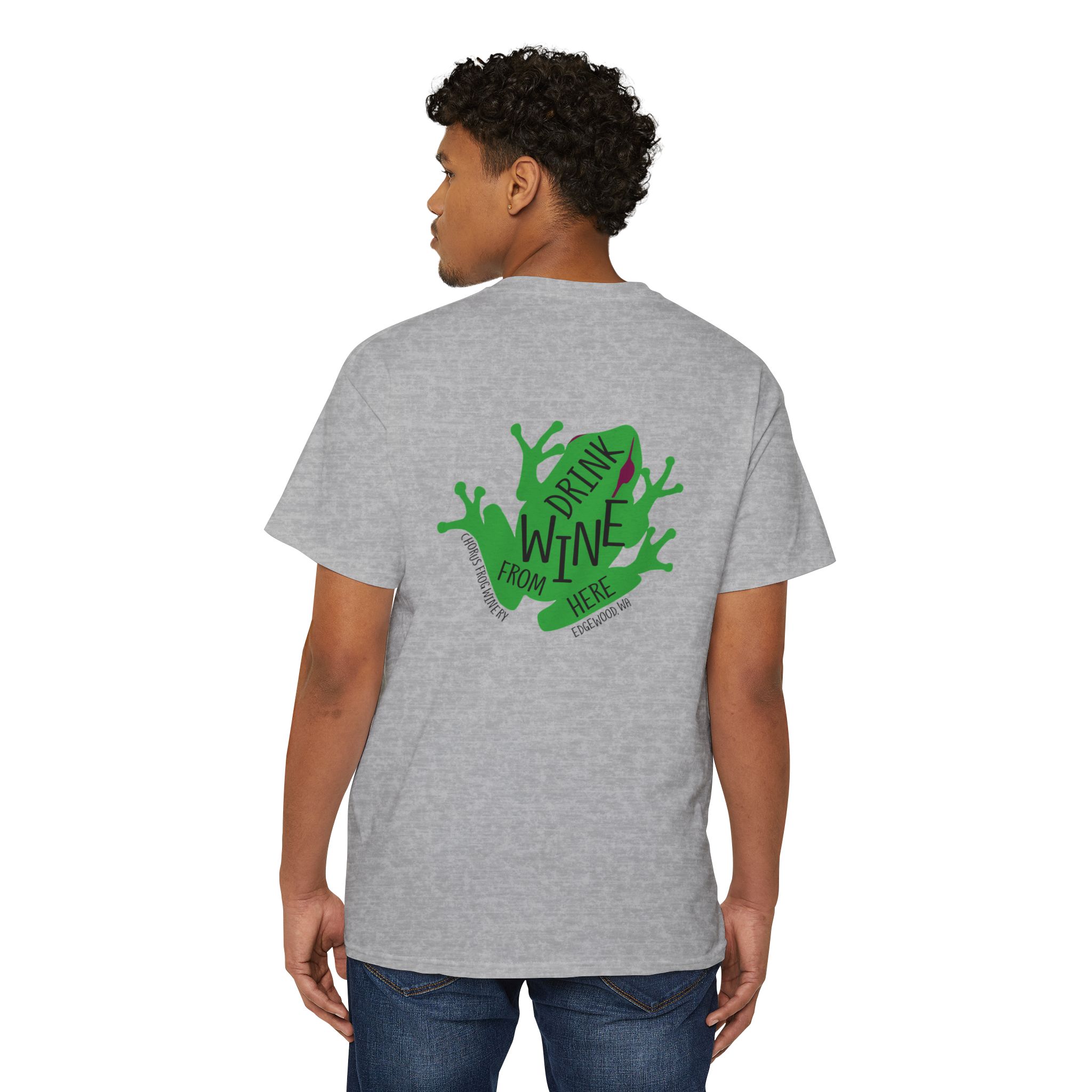 Pocket Tee — 'Drink Wine From Here' Chorus Frog Winery Graphic T‑Shirt - Image 14