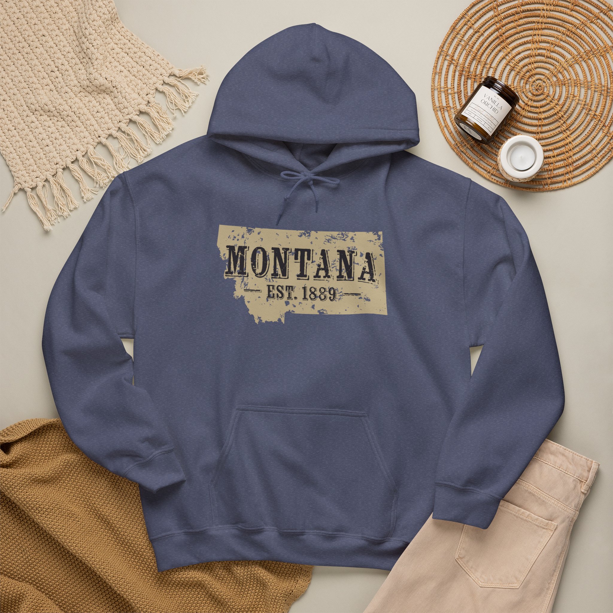 Montana Est. 1889 Hoodie – Vintage State Map Pullover - Image 22