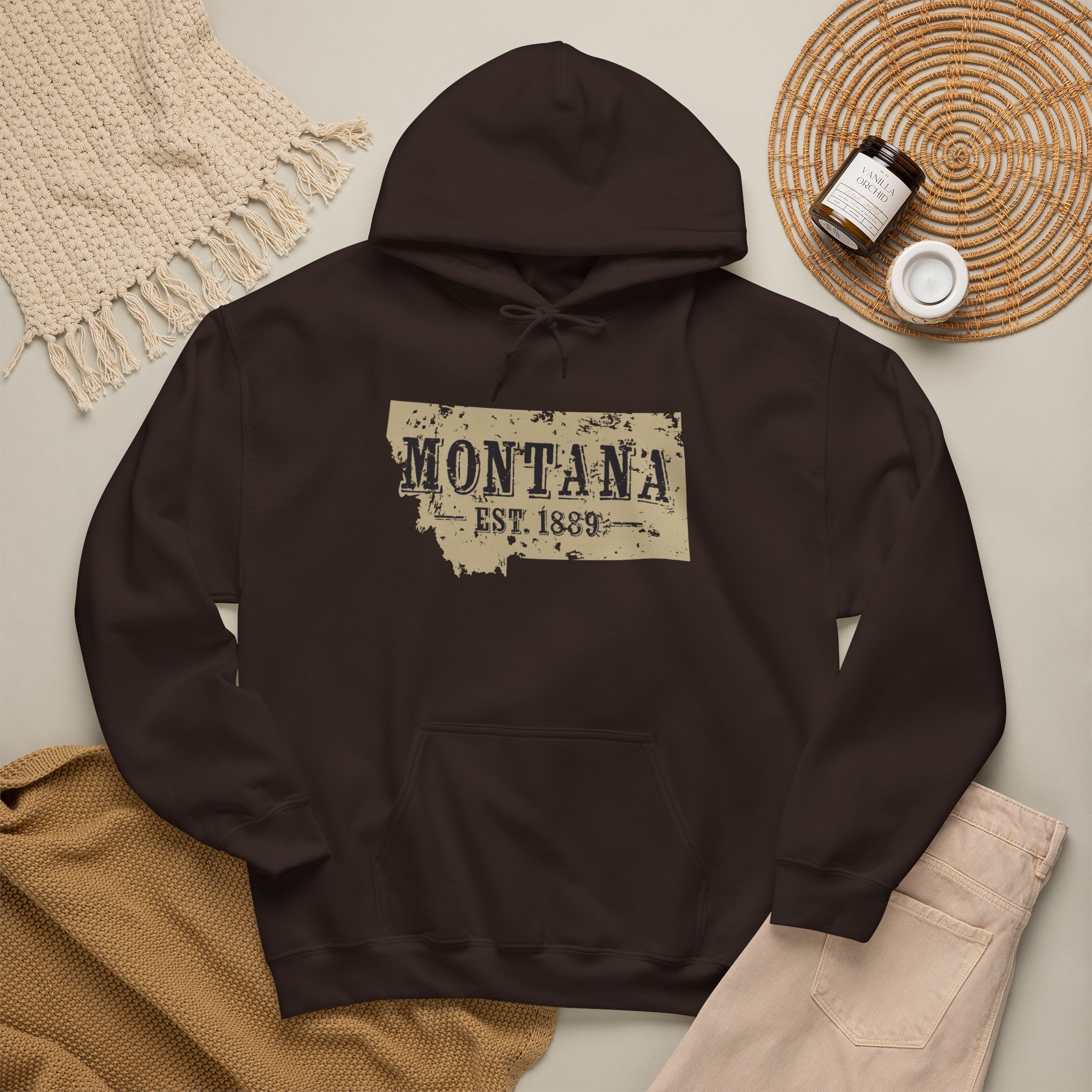 Montana Est. 1889 Hoodie – Vintage State Map Pullover - Image 34