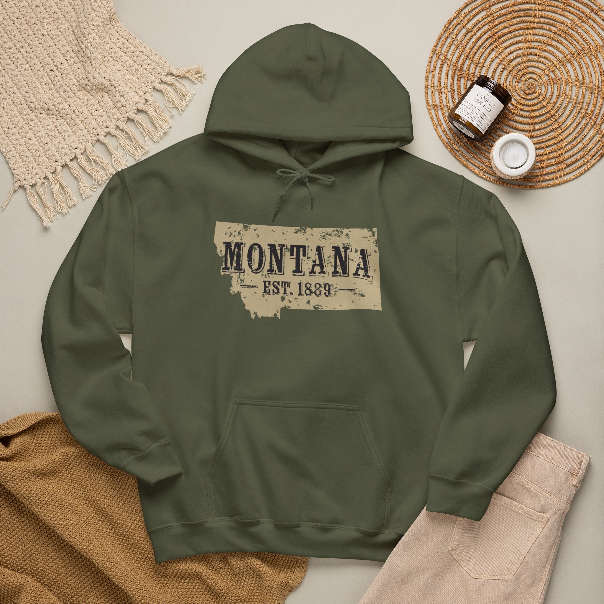 Montana Est. 1889 Hoodie – Vintage State Map Pullover - Image 28