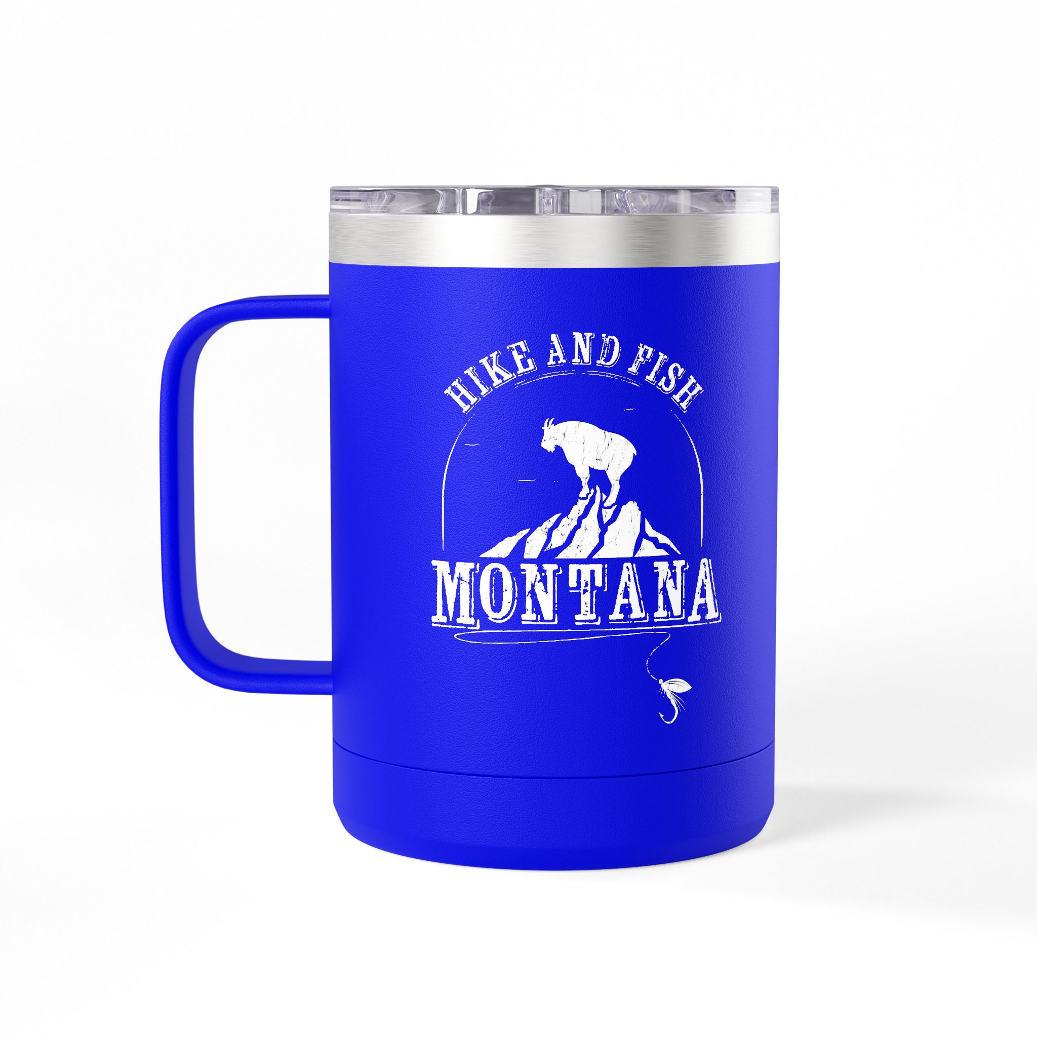 Hike and Fish Montana Tumbler Mug — Retro 15oz Insulated Travel Mug - Image 26