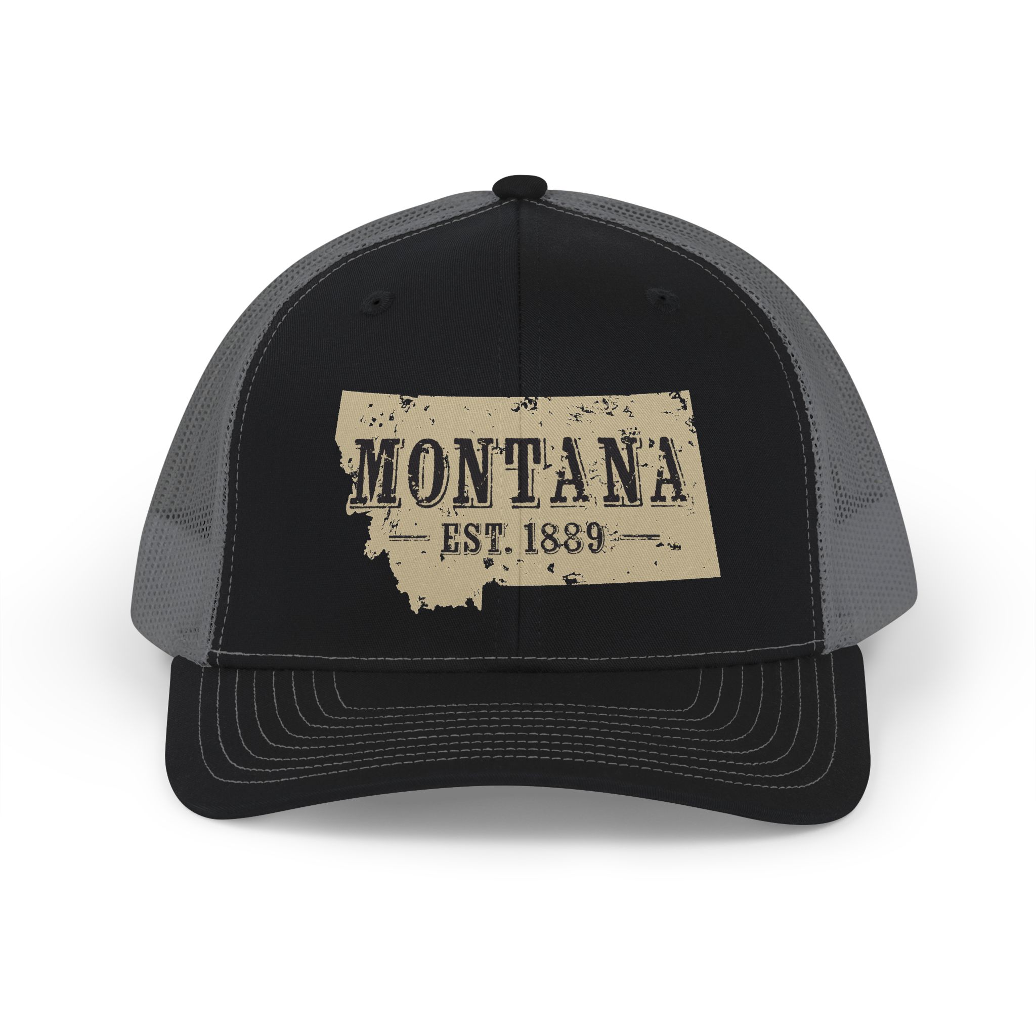 Montana Est. 1889 Trucker Cap — Vintage State Outline Snapback Hat - Image 5
