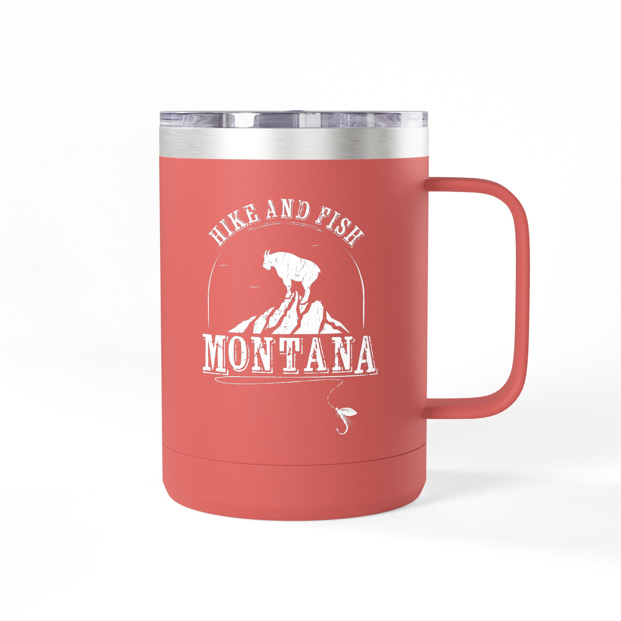 Hike and Fish Montana Tumbler Mug — Retro 15oz Insulated Travel Mug - Image 16