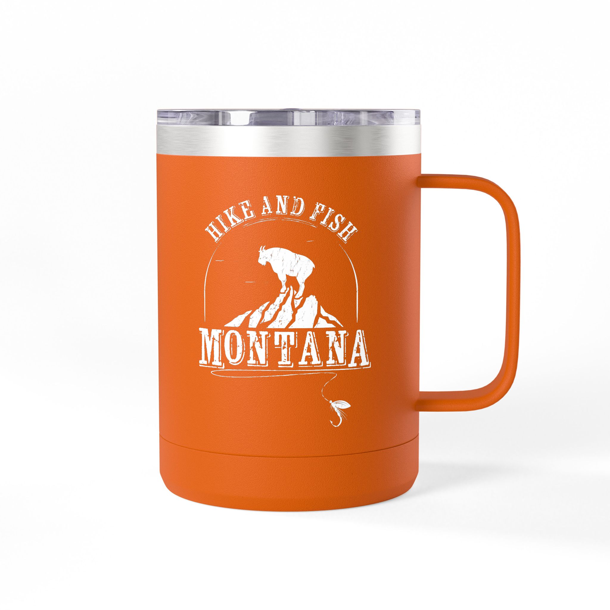 Hike and Fish Montana Tumbler Mug — Retro 15oz Insulated Travel Mug - Image 22
