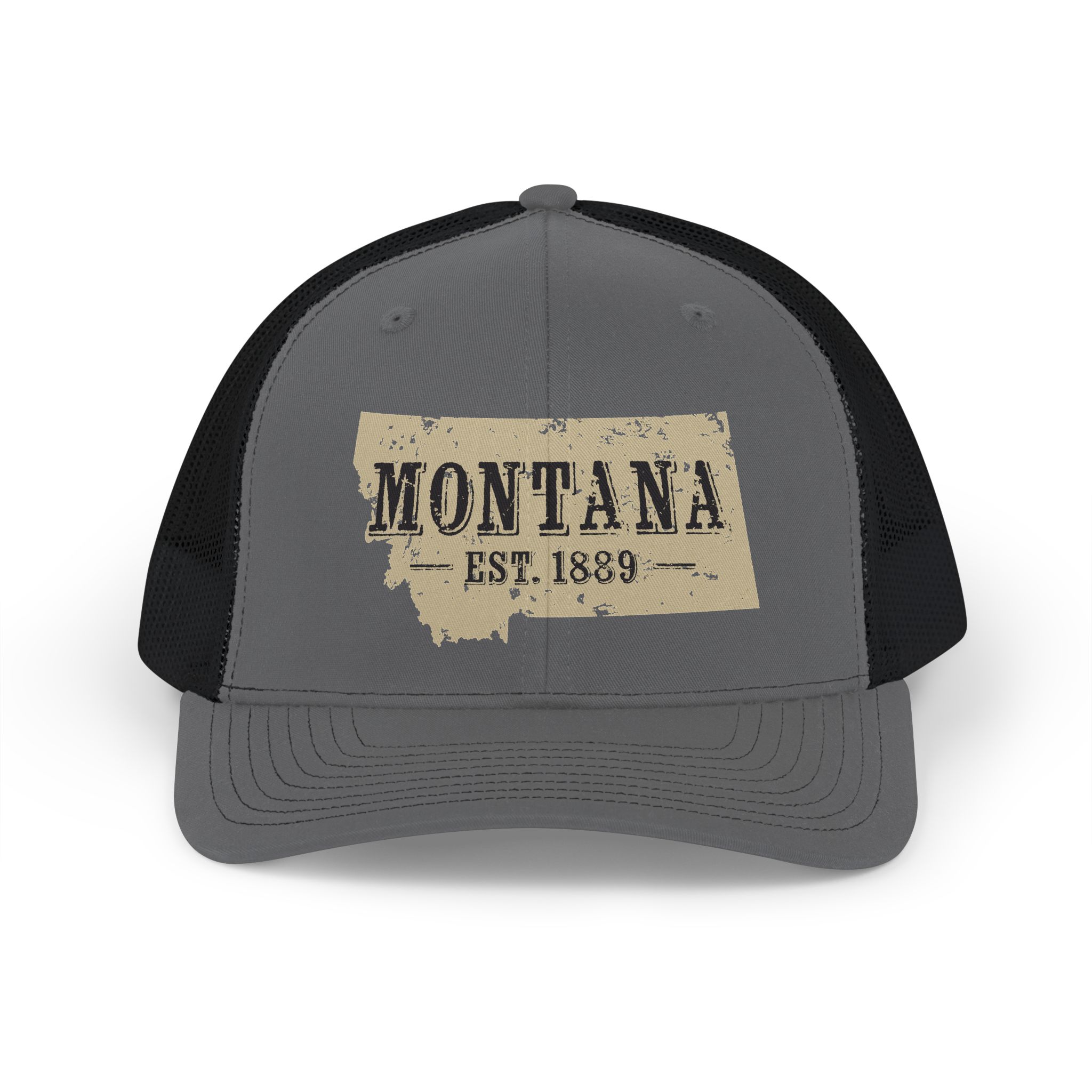 Montana Est. 1889 Trucker Cap — Vintage State Outline Snapback Hat - Image 9