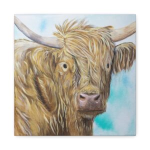 Highland Cow Canvas Print — Rustic Farmhouse Animal Wall Art