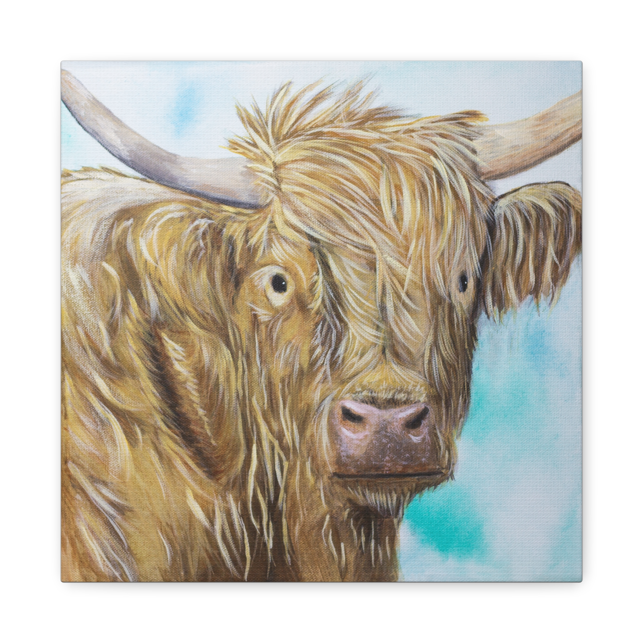 Highland Cow Canvas Print — Rustic Farmhouse Animal Wall Art