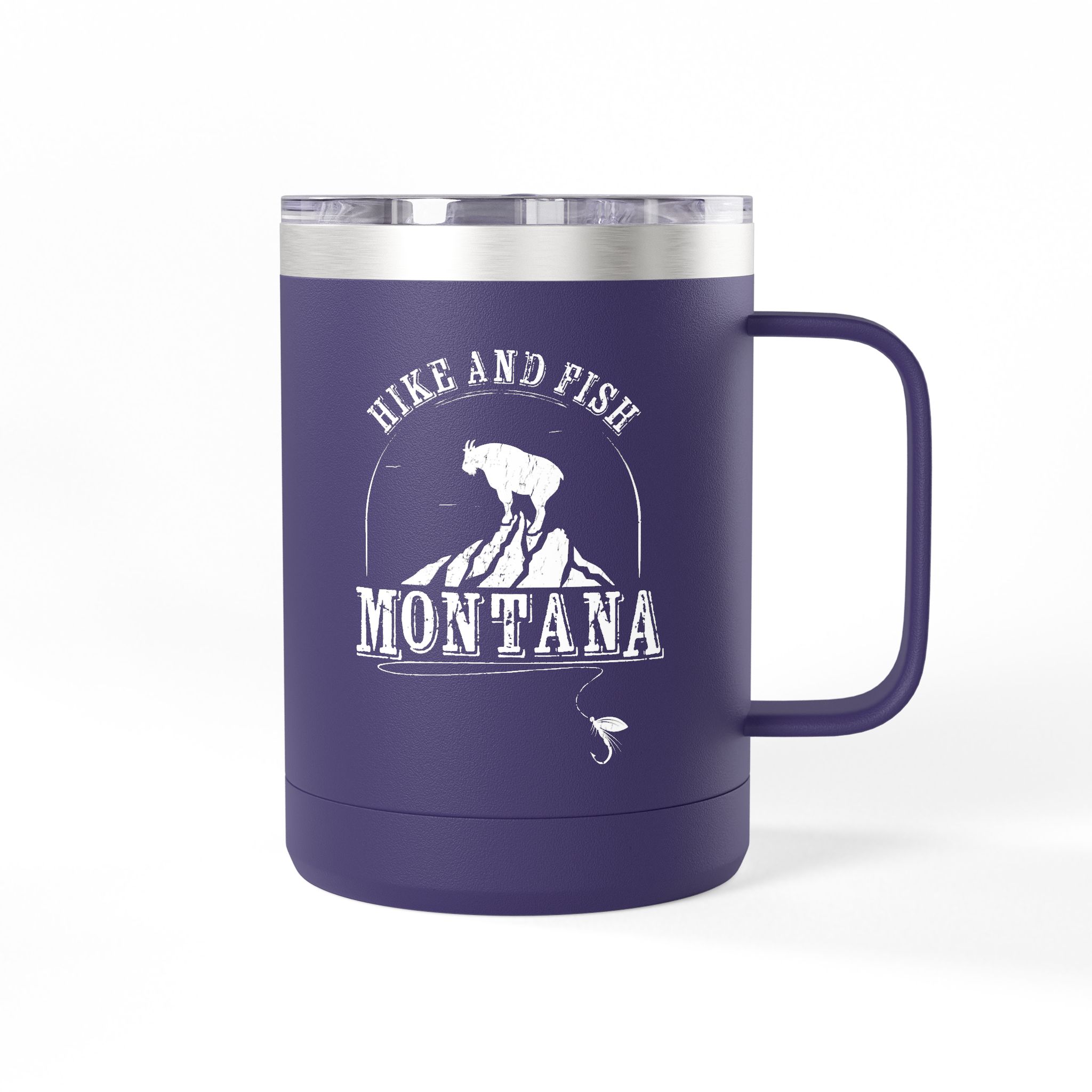 Hike and Fish Montana Tumbler Mug — Retro 15oz Insulated Travel Mug - Image 10
