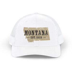 Montana Est. 1889 Trucker Cap — Vintage State Outline Snapback Hat