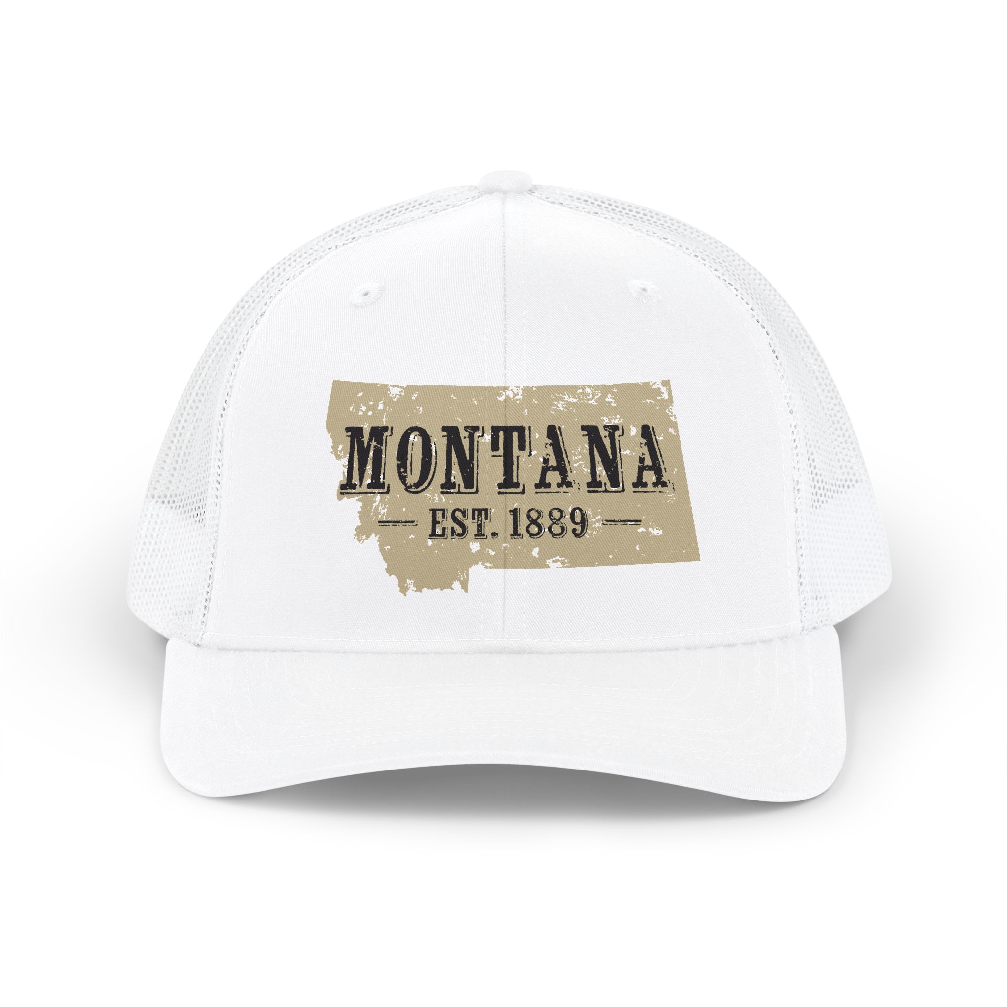 Montana Est. 1889 Trucker Cap — Vintage State Outline Snapback Hat