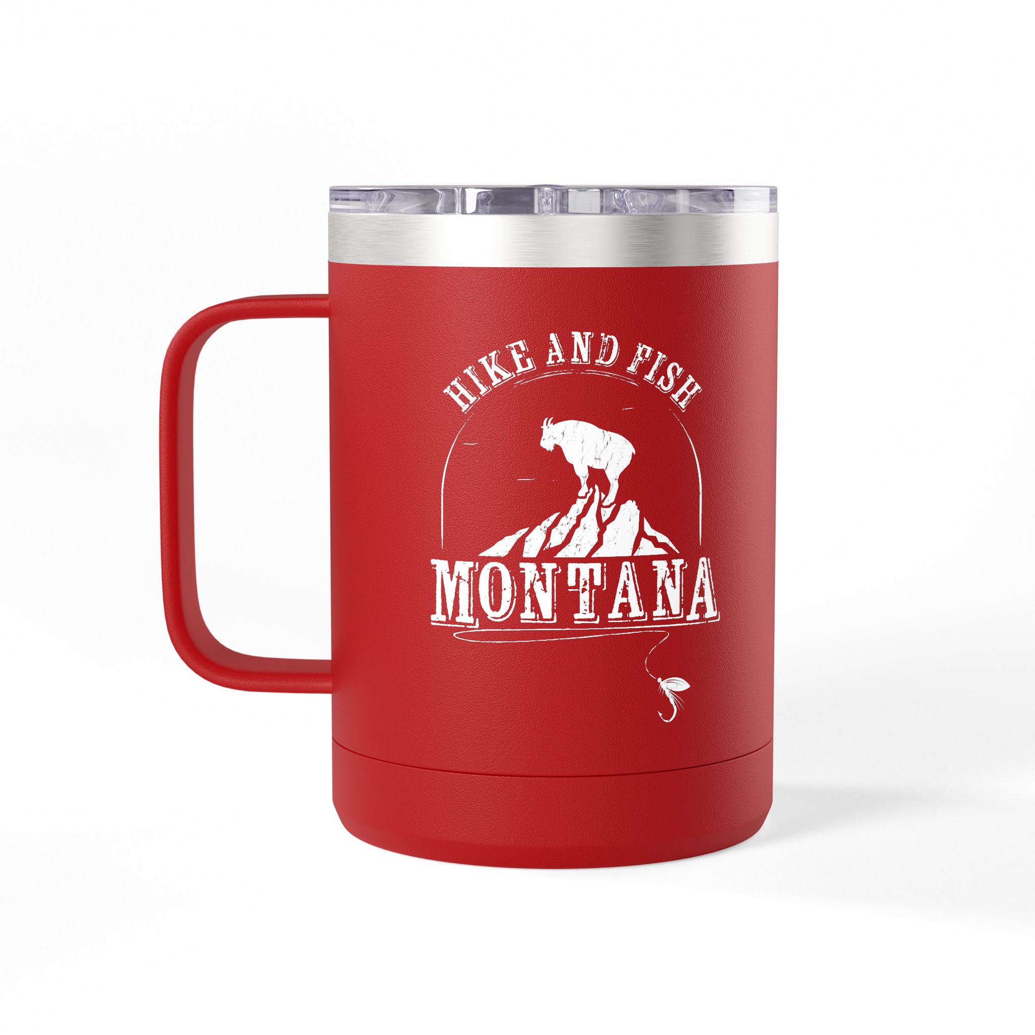 Hike and Fish Montana Tumbler Mug — Retro 15oz Insulated Travel Mug - Image 20