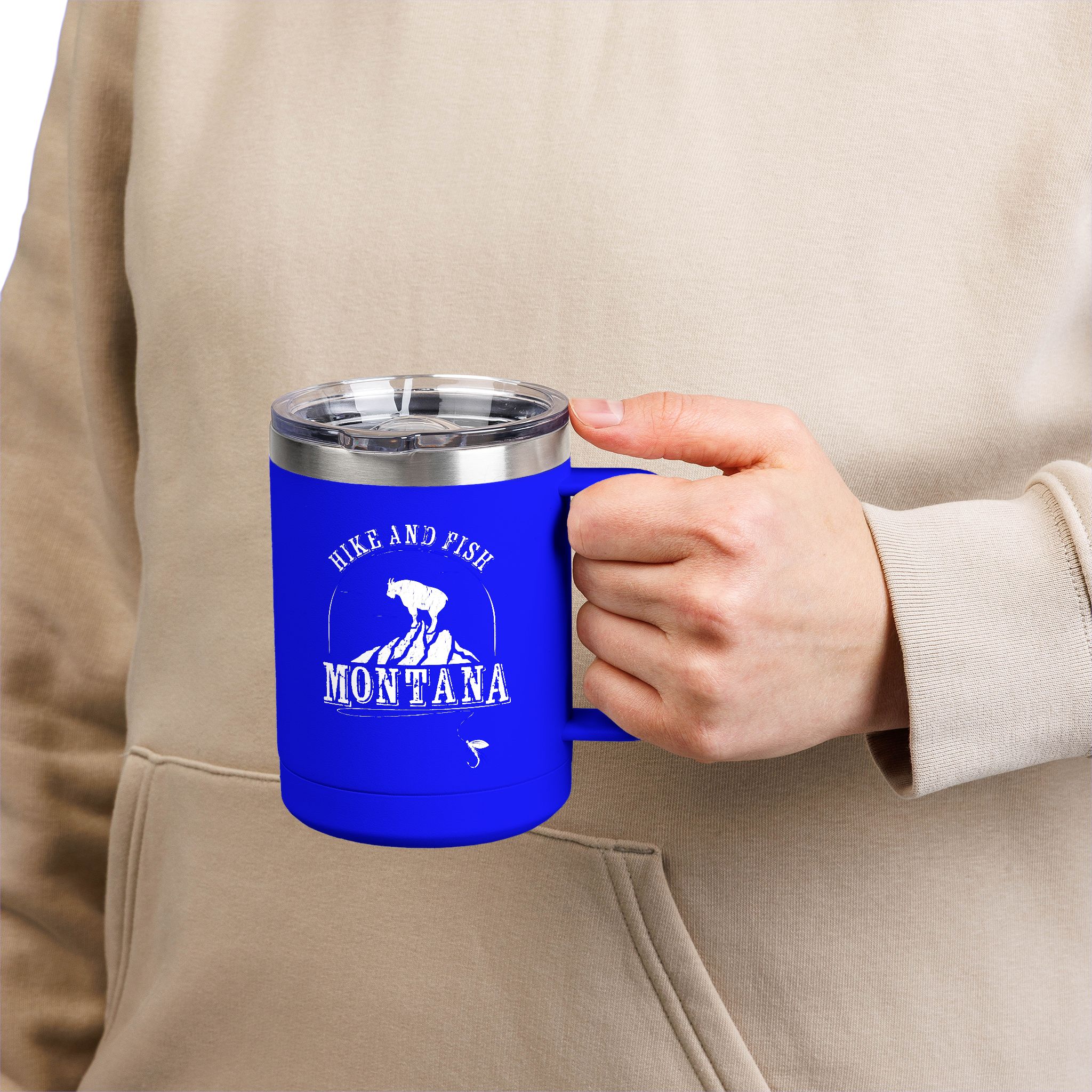 Hike and Fish Montana Tumbler Mug — Retro 15oz Insulated Travel Mug - Image 27