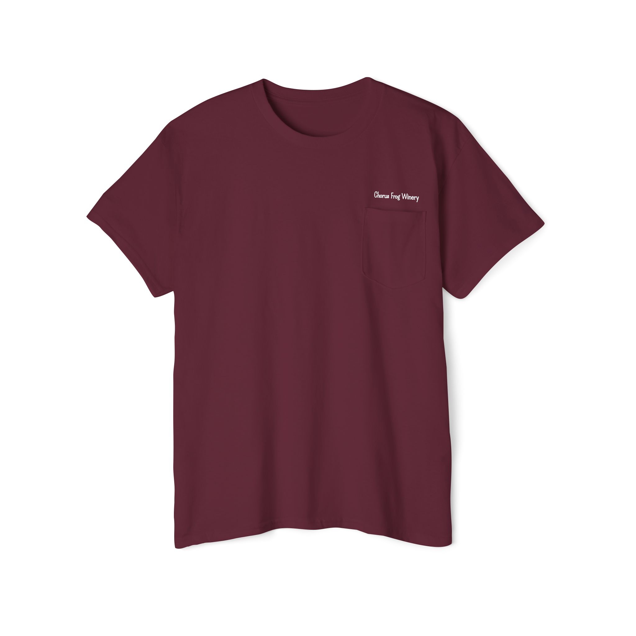 Pocket Tee — Drink Wine from Chorus Frog Winery in All White - Image 5