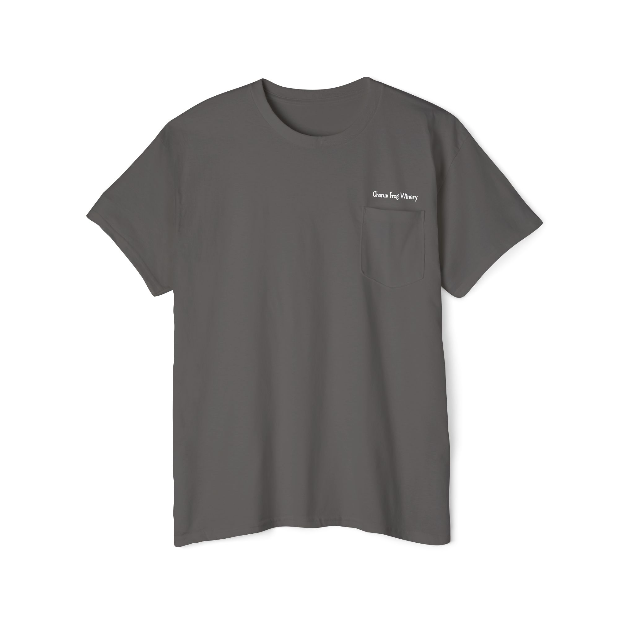 Pocket Tee — Drink Wine from Chorus Frog Winery in All White