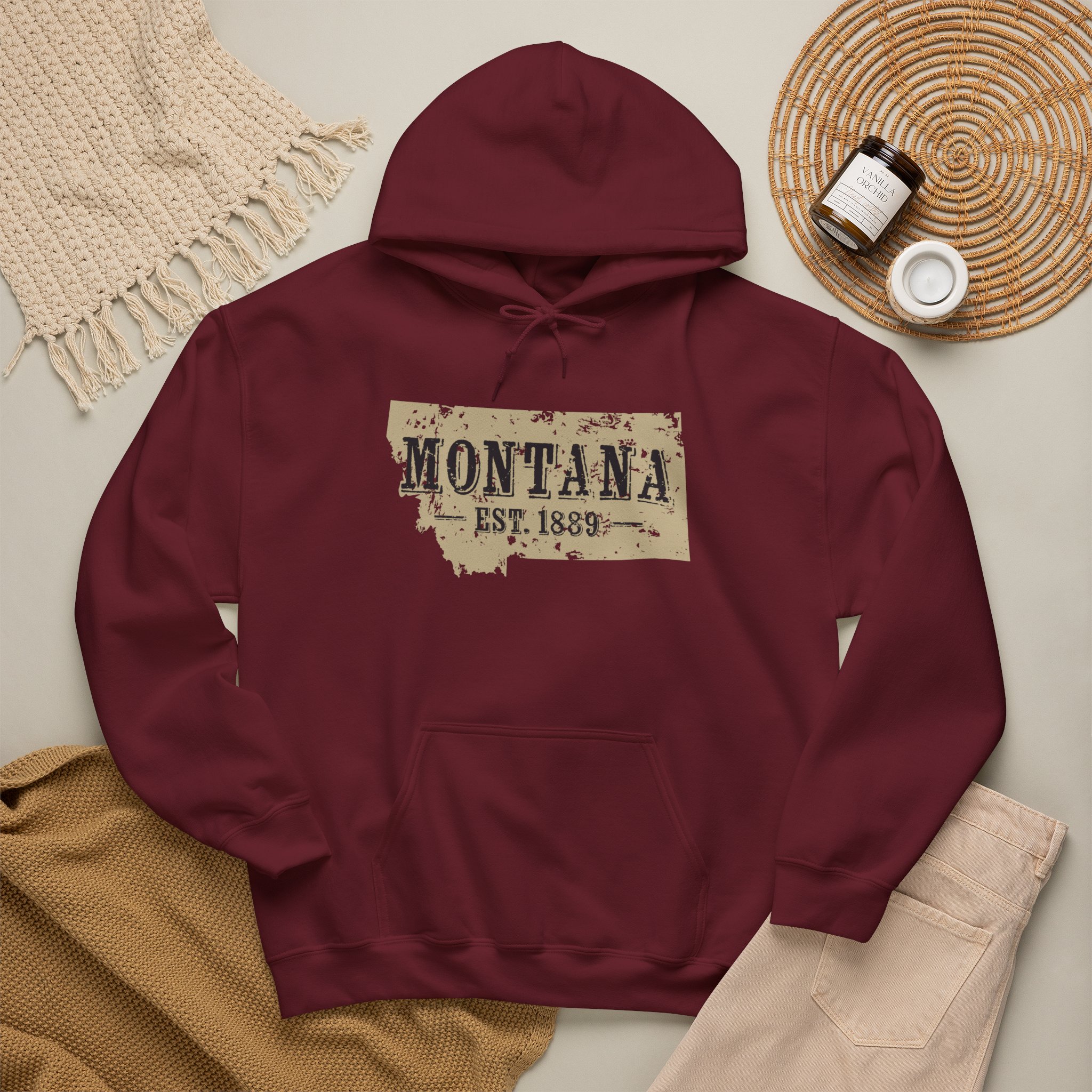 Montana Est. 1889 Hoodie – Vintage State Map Pullover - Image 16