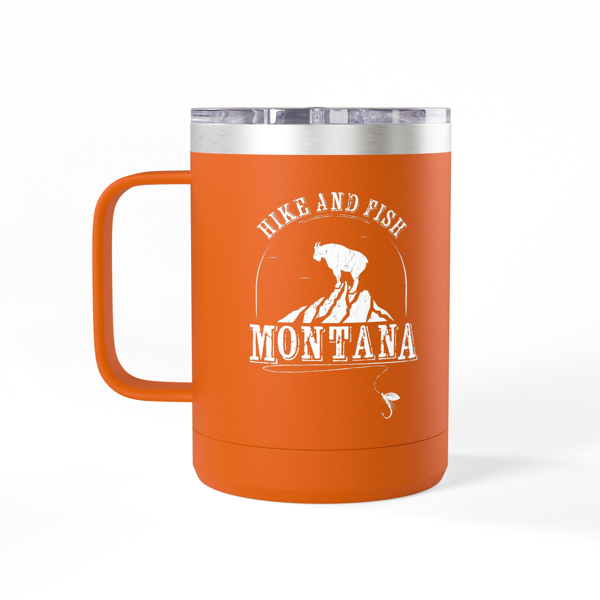 Hike and Fish Montana Tumbler Mug — Retro 15oz Insulated Travel Mug - Image 23