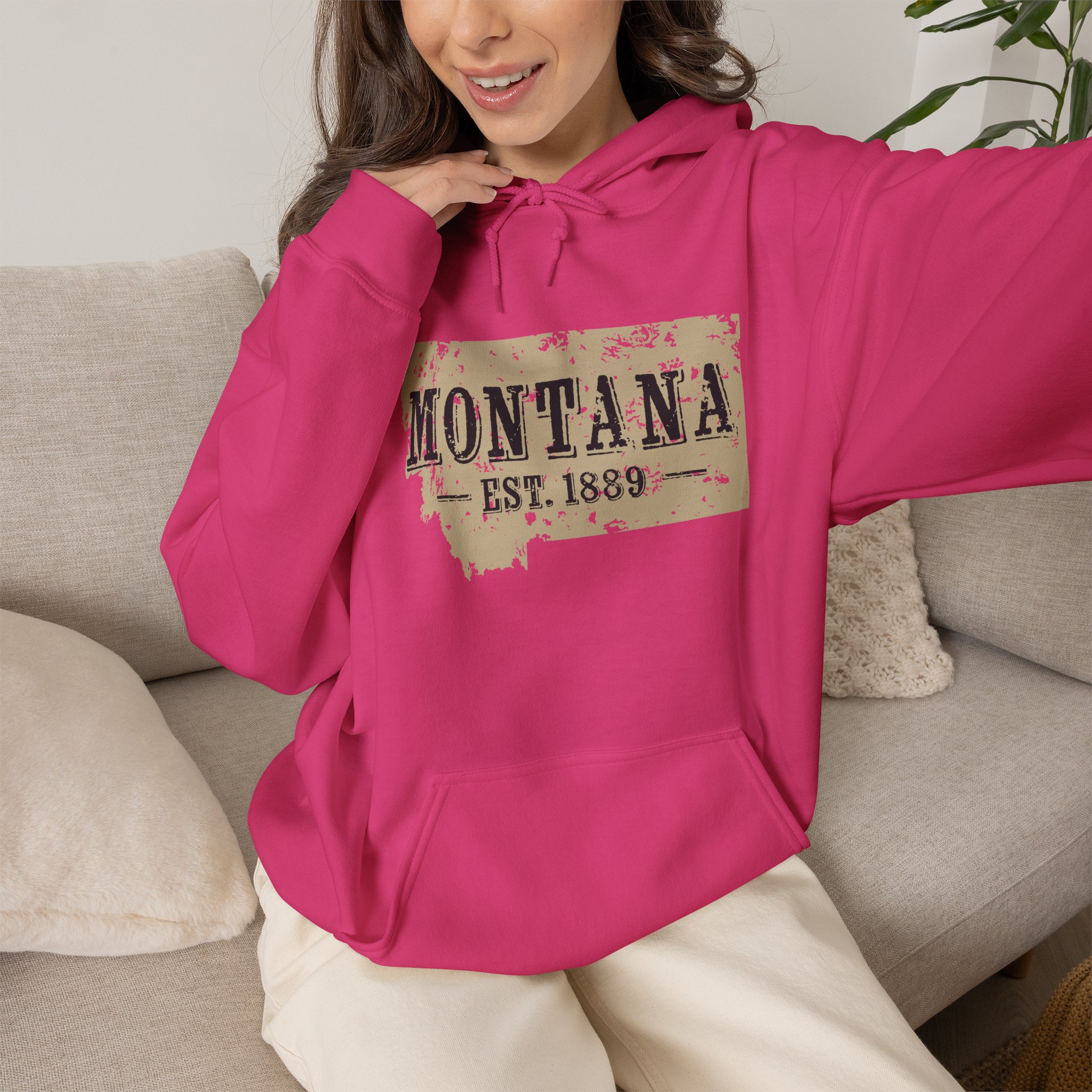 Montana Est. 1889 Hoodie – Vintage State Map Pullover - Image 11