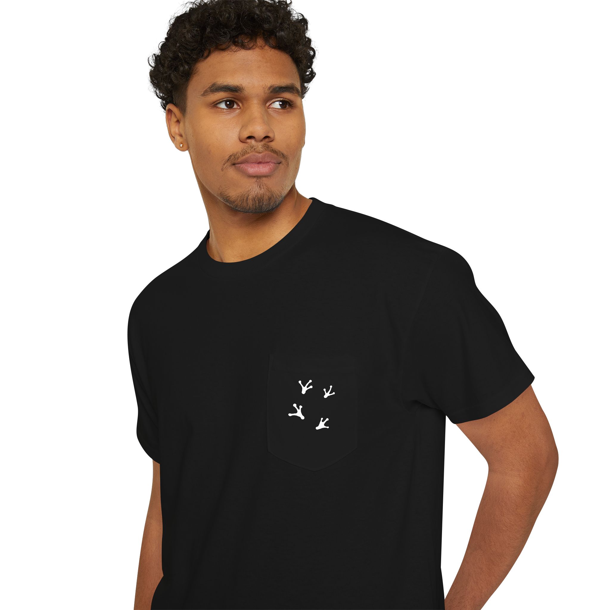 Pocket Tee — Drink Wine from Chorus Frog Winery in All White - Image 5