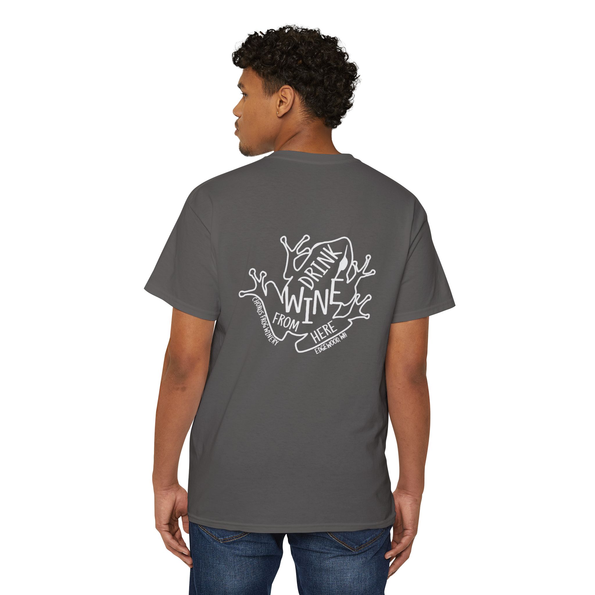 Pocket Tee — Drink Wine from Chorus Frog Winery in All White - Image 9