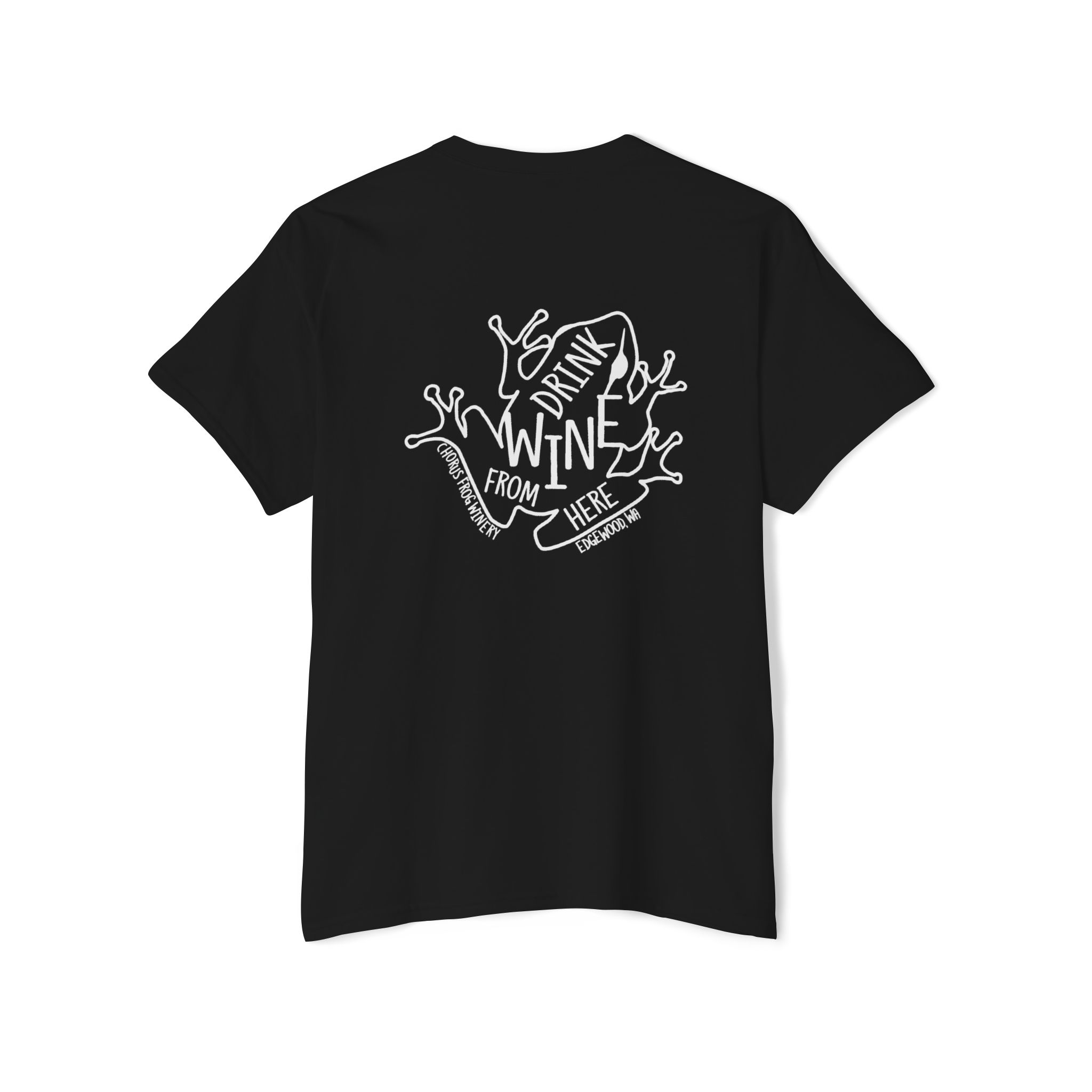Pocket Tee — Drink Wine from Chorus Frog Winery in All White - Image 2