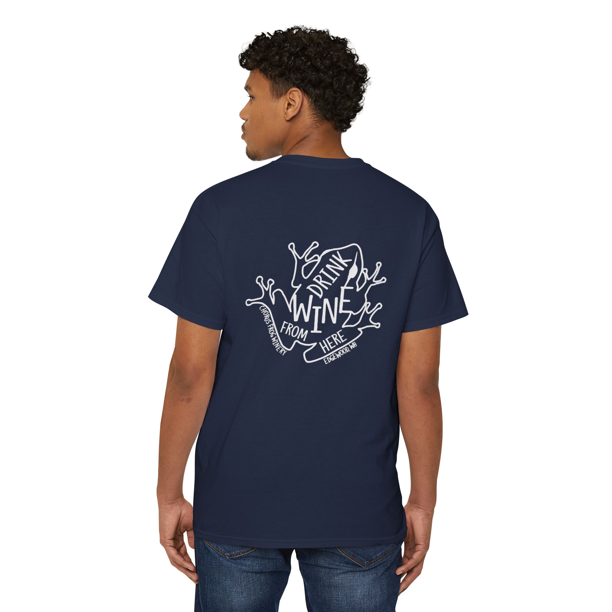 Pocket Tee — Drink Wine from Chorus Frog Winery in All White - Image 14