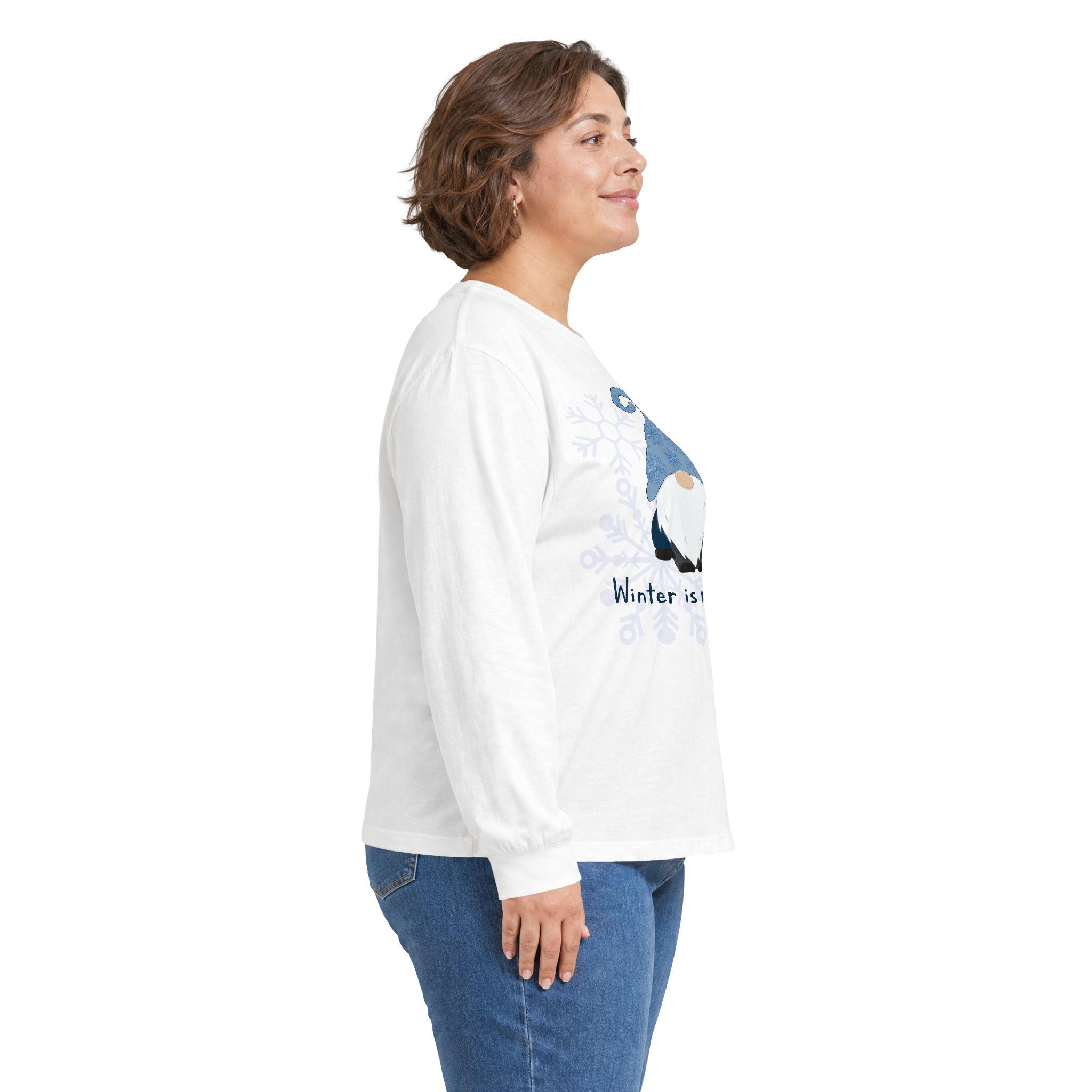 Winter is My Season Gnome Long Sleeve Tee | Snowflake Holiday Shirt - Image 5